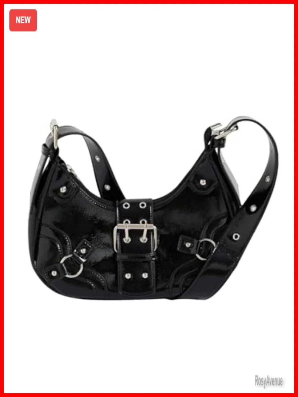 Y2K Goth Handbag Studded PU Leather Clutch Shoulder Bag